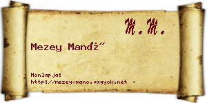 Mezey Manó névjegykártya